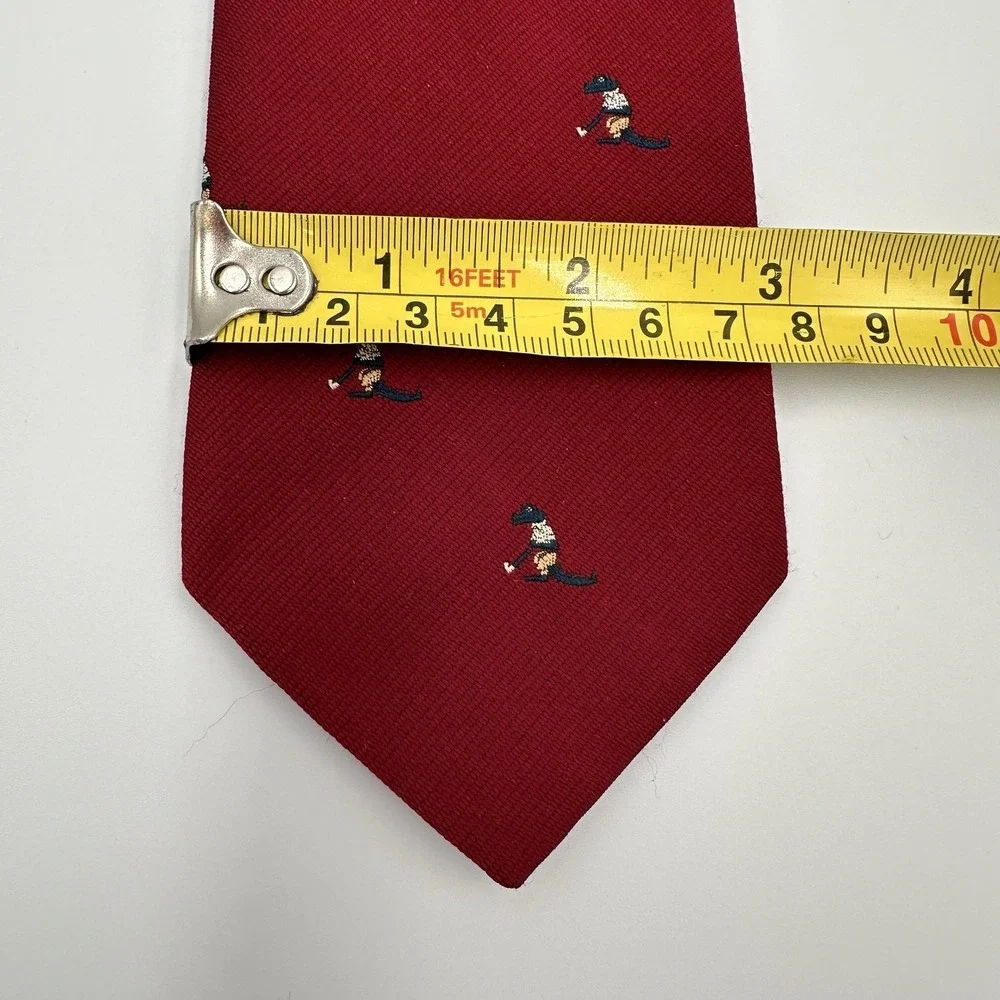 Vintage Bullocks Tie Mens Red Golf Alligator Novelty 80% Polyester 20% Silk‎